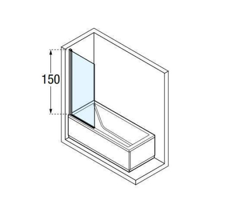 Шторка на ванну Novellini Young 85х151.6 см стекло прозрачное хром Y21V85-1K
