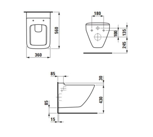 Унитаз подвесной безободковый Laufen Palace 56х36 см Rimless 8.2070.6.000.000.1