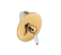 Смеситель встраиваемый для душа Gattoni Orta на 1 выход белая ручка GBox 200 мм золото 24k 2730/27DO.CH