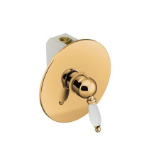 Смеситель встраиваемый для душа Gattoni Orta на 1 выход белая ручка GBox 200 мм золото 24k 2730/27DO.CH
