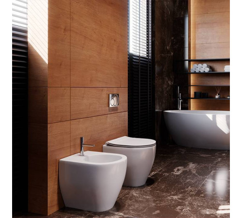 Биде напольное приставное Kerasan Flo 48 см 1 отверстие белое 312701