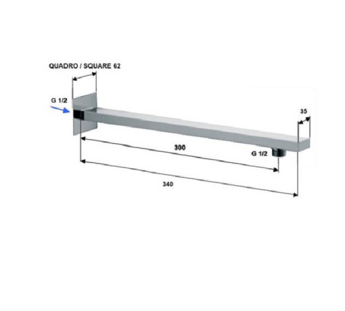 Держатель душевой лейки Daniel Rubinetterie настенный 30 см хром A553