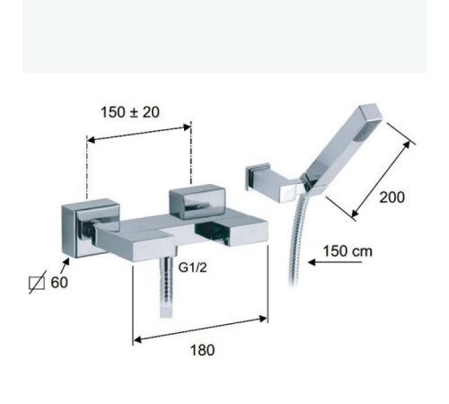 Смеситель для душа Daniel Twin с душевым комплектом хром W4433A cr