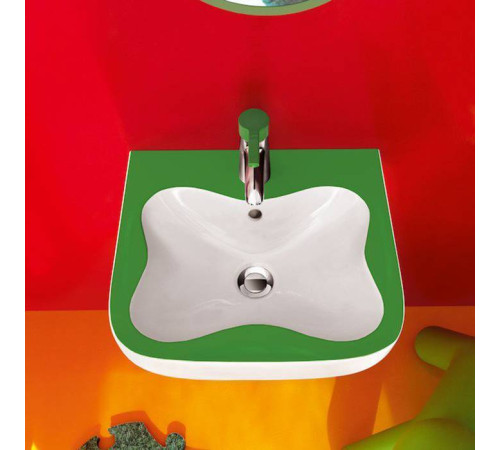 Раковина подвесная Laufen Florakids 45х41х14 см 1 отверстие бело-зеленая 8.1503.1.072.104.1