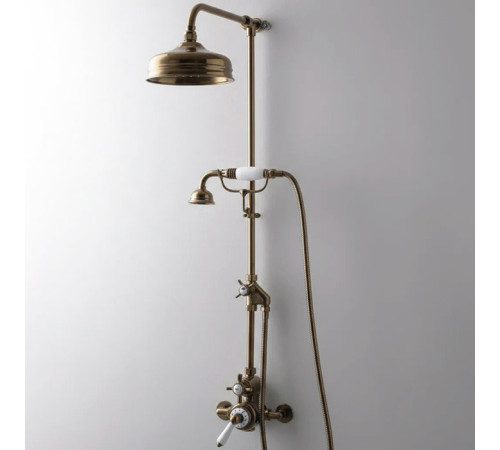 Душевая стойка с термостатическим смесителем Devon&Devon верхний душ 20 см бронза MARK618BR / MARM74BR / MARK3183BR