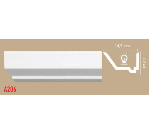 Плинтус потолочный DECOMASTER A206 полистирол 74х145х2000 мм A206