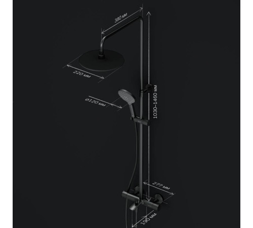 Душевая система AM.PM Like с термостатом черный матовый F0780522