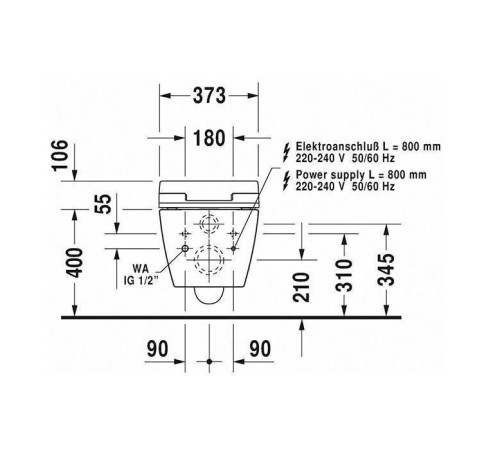 Унитаз подвесной Duravit ME by Starck SensoWash Rimless HygieneGlaze с сиденьем 2529592000/613000012002300