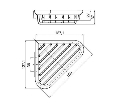 Полка-решетка угловая emco System2 съемная 127x127x37 мм хром 3545 001 00