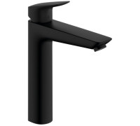 Смеситель для раковины Hansgrohe Logis 190 со сливным гарнитуром черный матовый 71090670