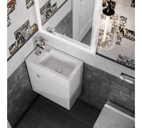 Тумба подвесная с раковиной Kerama Marazzi Lato 49.5х27х55 см белый глянец LA.wb.50 / LAT.50.1\WHT