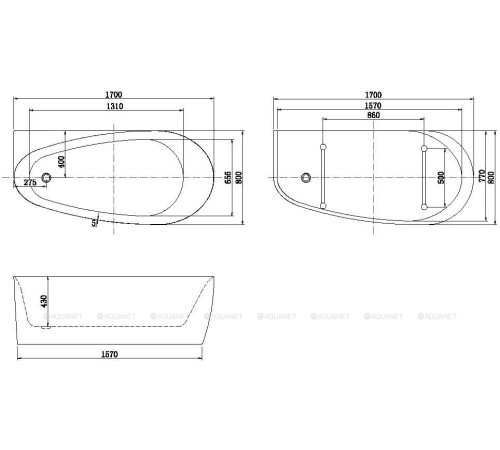 Ванна акриловая Allen Brau Priority 2 1700х800 мм свободностоящая белая 2.31002.20