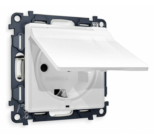 Розетка с заземлением и со шторкой, без рамки с крышкой Ambrella Volt Quant MA108010