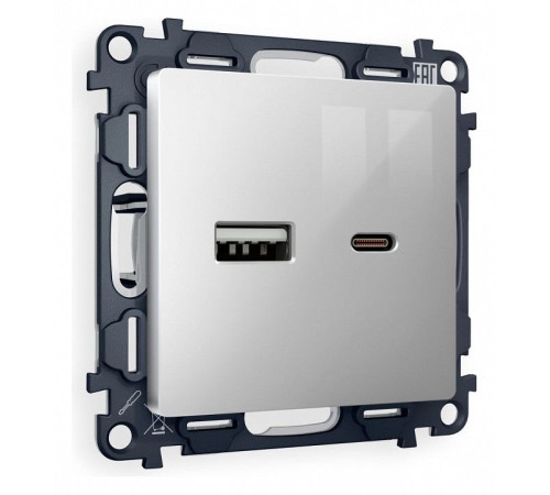Розетка 2хUSB type A и C без рамки Ambrella Volt Quant MA411010