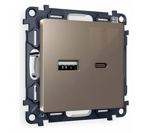 Розетка 2хUSB type A и C без рамки Ambrella Volt Quant MA641010