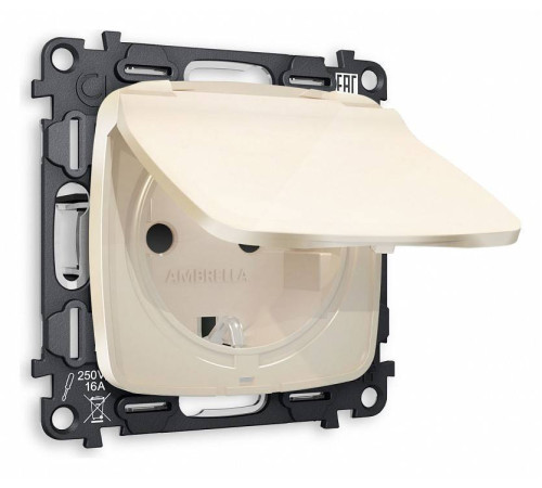 Розетка влагозащищенная с заземлением и со шторкой, без рамки с крышкой Ambrella Volt Quant MO308010