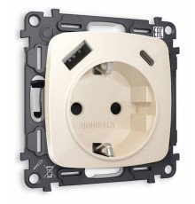 Розетка с заземлением и 2хUSB type A и C, без рамки Ambrella Volt Quant MO310010