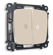 Выключатель проходной двухклавишный с подсветкой без рамки Ambrella Volt Quant MO324035