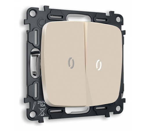 Выключатель проходной двухклавишный с подсветкой без рамки Ambrella Volt Quant MO324035