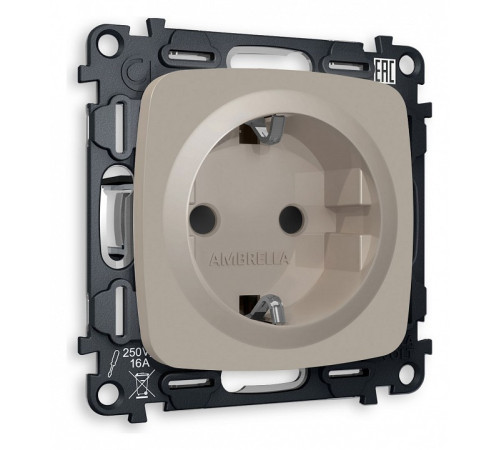 Розетка с заземлением и со шторкой, без рамки Ambrella Volt Quant MO367010