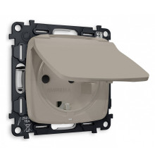 Розетка влагозащищенная с заземлением и со шторкой, без рамки с крышкой Ambrella Volt Quant MO368010