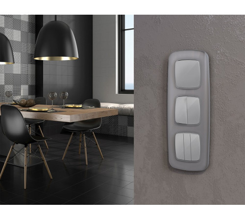 Выключатель перекрестный двухклавишный без рамки Ambrella Volt OMEGA MO403030