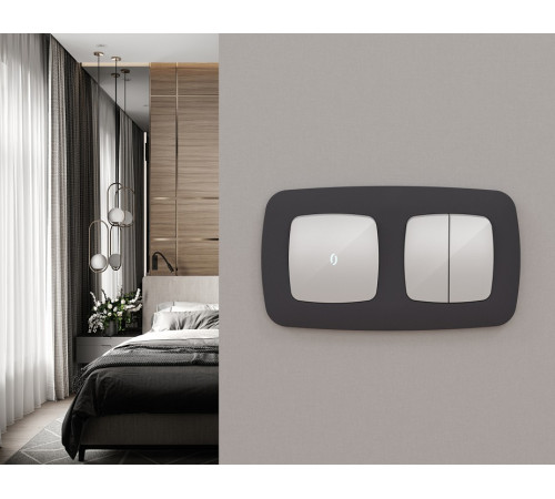 Выключатель перекрестный двухклавишный без рамки Ambrella Volt OMEGA MO403030