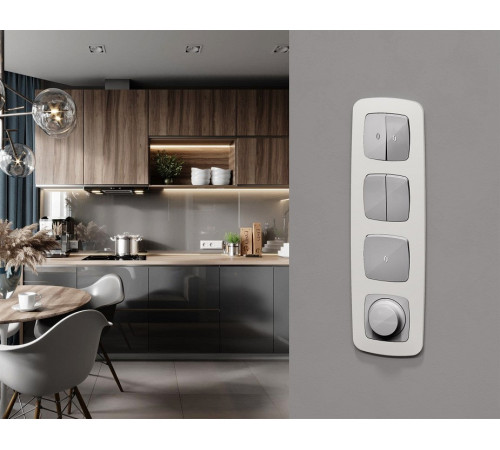 Выключатель перекрестный двухклавишный без рамки Ambrella Volt OMEGA MO403030