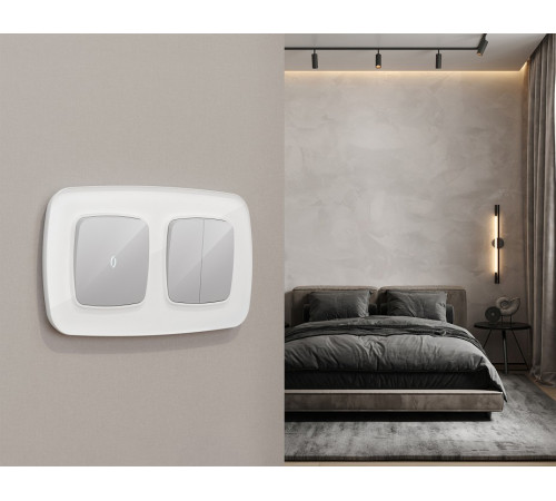 Выключатель перекрестный двухклавишный без рамки Ambrella Volt OMEGA MO403030