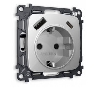 Розетка с заземлением и 2хUSB type A и C, без рамки Ambrella Volt Quant MO410010