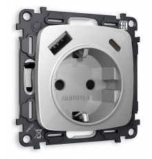 Розетка с заземлением и 2хUSB type A и C, без рамки Ambrella Volt Quant MO410010