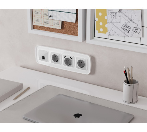 Розетка Ethernet RJ-45 и со шторками, без рамки Ambrella Volt OMEGA MO412005