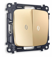 Выключатель проходной двухклавишный с подсветкой без рамки Ambrella Volt Quant MO604035