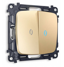 Выключатель проходной двухклавишный с подсветкой без рамки Ambrella Volt Quant MO604040