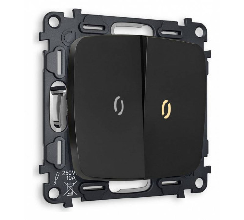 Выключатель двухклавишный с подсветкой без рамки Ambrella Volt Quant MO804010