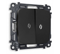 Выключатель двухклавишный с подсветкой без рамки Ambrella Volt Quant MO804015