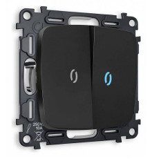 Выключатель двухклавишный с подсветкой без рамки Ambrella Volt Quant MO804020