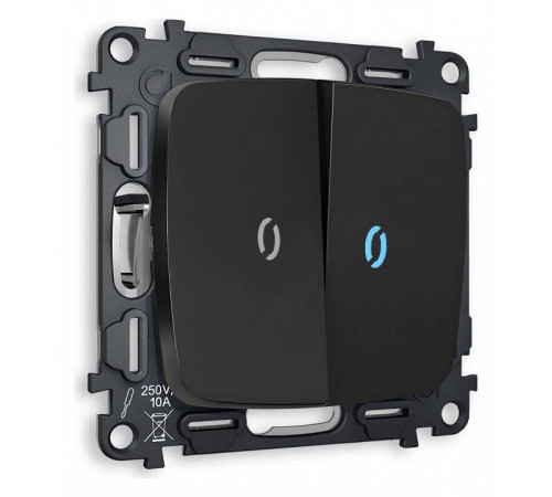 Выключатель двухклавишный с подсветкой без рамки Ambrella Volt Quant MO804020