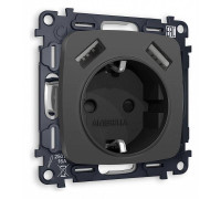 Розетка с заземлением и 2хUSB type A, без рамки Ambrella Volt Quant MO909010
