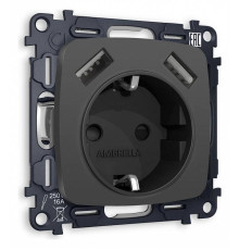 Розетка с заземлением и 2хUSB type A, без рамки Ambrella Volt Quant MO909010