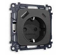 Розетка с заземлением и 2хUSB type A и C, без рамки Ambrella Volt Quant MO910010