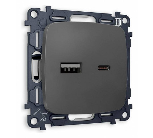 Розетка 2хUSB type A и C без рамки Ambrella Volt Quant MO911010