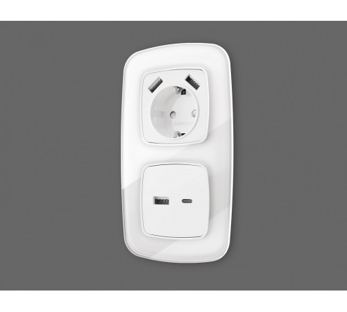 Накладка для розетки с заземлением и со шторками и 2хUSB type A Ambrella Volt Quant OP1290