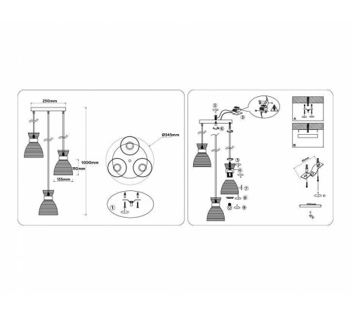 Подвесной светильник Ambrella light TR TR3408 1xE27 черный/золото TR3408