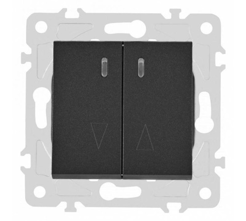 Выключатель проходной двухклавишный с подсветкой без рамки Arte Milano 203 203.33-2.black