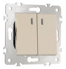 Выключатель проходной двухклавишный с подсветкой без рамки Arte Milano 203 203.33-2.shampan