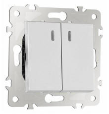 Выключатель проходной двухклавишный с подсветкой без рамки Arte Milano 203 203.33-2.silver