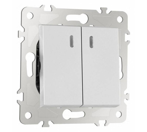 Выключатель проходной двухклавишный с подсветкой без рамки Arte Milano 203 203.33-2.silver