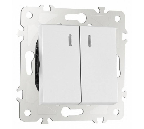 Выключатель проходной двухклавишный с подсветкой без рамки Arte Milano 203 203.33-2.white