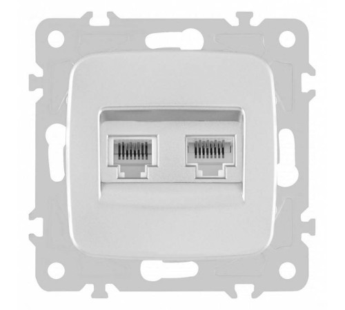 Розетка двойная RJ-11 и Ethernet RJ-45, без рамки Arte Milano am-205 205.44-1.silver